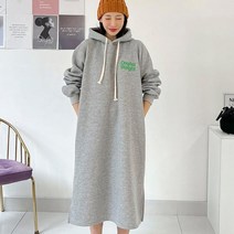퍼니걸스 9796 후드 기모 나그랑 레터링 롱 원피스 여성의류