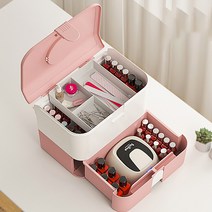 네일아트 정리함 2단 박스 메니큐어 보관, 핑크