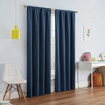 ECLIPSE Kendall 모던 암막 보온 로드 포켓 창문 커튼 침실 또는 거실용(패널 1개) 106.7cm x 241.3cm(42 x 95인치) 차콜, Denim