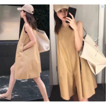 여름 순면 민소맨 나시원피스 점프슈트 빅사이즈 캐주얼 와이드 멜빵바지