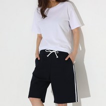 남녀공용 옆줄 루즈핏 츄리닝 5부 트레이닝 반바지