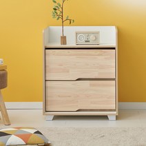 [7천원 즉시할인][바스포르] 편백나무원목 2단 600 전도방지 서랍장, 내츄럴그레이