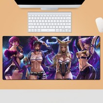 KDA 리그 오브 레전드 마우스 장패드 게임 주변 마우스패드 라지 사이즈 내오염성 견디다 창의 기념 선물, 1000*500*5mm, 패턴-5