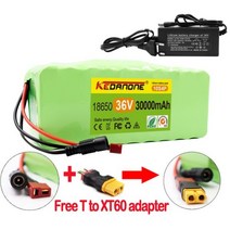전기자전거보조배터리 배터리팩 전동킥보드 고출력 배터리 팩 전기 자전거 XT60 BMS 42V2A 충전기 36V 10S4P 30Ah 500W 30000mAh, [03] XT60 1   charger 1pc, 1개