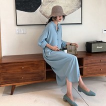 디애이치 소프트 롱셔츠 원피스