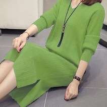 밍키비 Minky Bee 100007C 여성 브이넥 가을니트 롱원피스