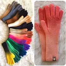 주스클럽 손가락 구멍장갑 핑거홀 롱 니트장갑 그라데이션 배색 디자인 겨울 털 실 긴 장갑