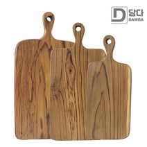(약재로 사용되는) 티크 나무-사각 손잡이 도마 소 중 대, 티크 나무-사각 손잡이 도마 중 (45x21x2cm)