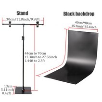 BFOLLOW T자형 스탠드 PVC 배경 키트 제품 사진 촬영용 화이트 블랙 브래킷 스튜디오 세트, 07 30cm Stand Black