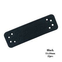 에대꽃과 수제 선물 레이블 농촌 Pu 가죽 손으로 만든 태그 자연 꽃 로고 모자수제, 09 Black labels 12pcs