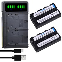 호환제품 DuraPro 카메라 배터리 및 LED USB 듀얼 충전기 소니 NP-F570 CCD-RV100 비디오 라이트 2600mA, CHINA_2 Battery Set