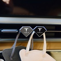[간지] 테슬라 모델3 S X 엠블럼 로고 자동차 송풍구 마스크 걸이 후크 클립 튜닝 용품, B_다이아-블랙