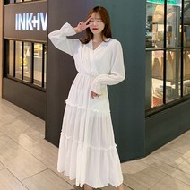 코디코치 여성 레이나 셔링 주름 롱 원피스