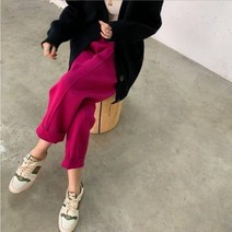 톡톡 컬러 핀턱 밴딩 와이드 배기 울 니트팬츠/핑크 블루 아이보리 블랙
