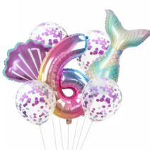 파파 파티 생일파티 숫자 풍선 세트, 1세트, 머메이드 6