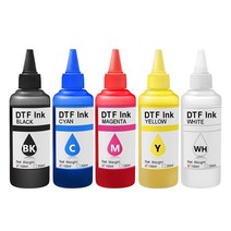 100ml dtf 잉크 섬유 잉크 dtf 인쇄용 dirent 프린터 필름 열전달 애완 동물 필름 핫멜트 분말 전사 필름, bk c m y wh