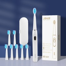 음파전동칫솔 초음파 전동 칫솔 음파 진동 치솔전기 칫솔 충전식 2 조각은 50% 음파 4 모드 여행 3 브러시, 551 white-8 head-box