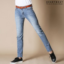 하트비트 엘린츠 청바지 베이직핏 스판 데님 팬츠 사계절용 캐주얼 구제 바지 빅사이즈 10부 남자 단체복