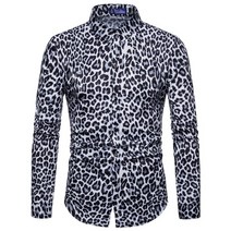 남자 홍콩 스타일 야성미 셔츠 여름 휴가 레오파트 trend man club 레오파드 프린트 high quality long sleeve shirt social man