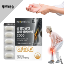 내츄럴 플러스 관절 연골 엔 옵티 엠에스엠 MSM 2000 1050mg 비타민 D 아연 뼈 건강 무릎 손 발목 통증 개선 면역 증진 도움 영양제, 1박스 (60정) - 1개월분