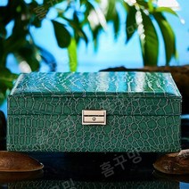 가죽 예물함 돌 반지 예단 폐물 보석 함 악세사리 주얼리 상자 케이스, 1, 다크그린