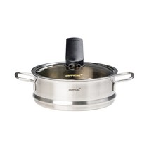 [해피콜] 스테인리스 찜기 24cm (스티머+유리뚜껑), 상세 설명 참조