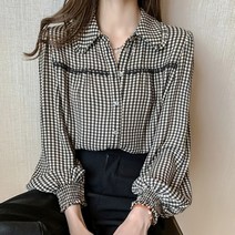 허그허그 / 피알르 체크 프릴 블라우스