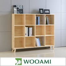 [우아미아이] 프로메사 3단4칸 원목책장, 색상:워시(무도장)