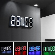 벽걸이led시계 LED usb 건전지 전자 무선 무드등 시계 3d 대형 led 디지털 벽 날짜 및 시간 섭씨 야간 조명 디스플레이 테이블 데스크탑 거실 알람 홈 장식, 하얀