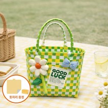 차르미콜 여성 체크 토트백 피크닉 가방 감성 데일리