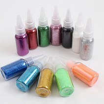 [아이디몬] 반짝이가루 단색 35ml 1개 클리터 슬라임 펄 가루 색칠 집콕 놀이 미술수업 재료, 연두