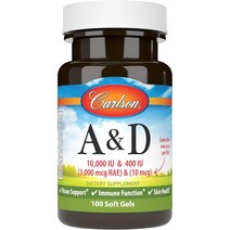 미국직구 칼슨 - A&D 10000 IU(3000mcg RAE) 및 400 IU(10mcg) 및 스킨 100 소프트젤, 수량, 상세참조