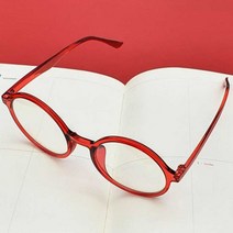 심플 투명 패션 동글 안경 테 뿔테 블루라이트 차단 안경 레드