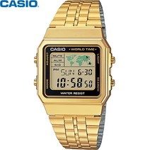 카시오 빈티지 남녀공용 손목 전자 메탈 시계 금장 A500WGA-1