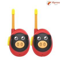 Apnoo 초소형 무전기 귀여운 어린이 무전기 착한돼지 walkie-talkie 세트, 빨간색
