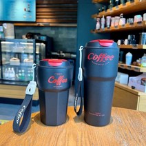 스탠리 텀블러 보온 보냉 헬스 휴대용 직장인 사무실 새로운 패션 420ml/620ml 더블 스테인레스 스틸 커피 머그잔 로프 자동차 보온병 진공 플라스크 여행, 620ml, Black
