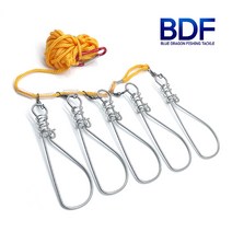 청룡조구 고강도 스텐 5구 꿰미 (카라비너 포함) 스테인리스 스프링락