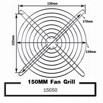 2pcs 냉각 팬 가드 금속 그릴 컴퓨터 커버 팬 그릴 30mm 40mm 50mm 60mm 70mm 80mm 90mm 120mm 135mm 140mm 170mm 200mm, 2개 150mm, 실버 그릴
