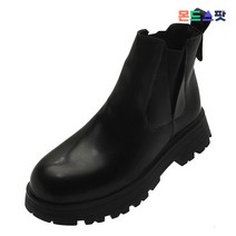 몬드스팟 4cm 여성 옆 밴딩 통굽 끈없는 슬림 워커부츠 블랙 (DM821)