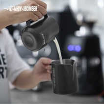 MHW-3BOMBER 터보 스팀피쳐 밀크저그 스팀피처, 블랙 450ml
