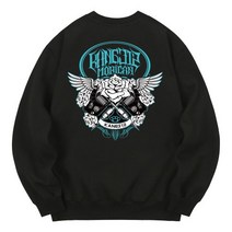 남자 여자 맨투맨 스웨트 셔츠 칸6312 KMB0060 타투칸 기모 - 블랙