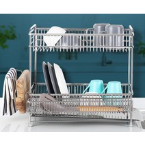 스텐식기건조대 2단 스탠드 그릇정리대 물빠짐