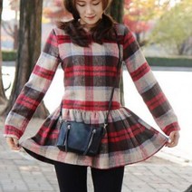 체크모직플레어원피스/모직원피스 니트원피스 원피스