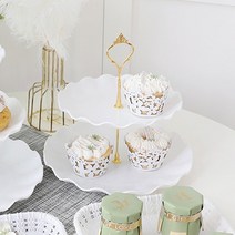 포멀라운드 2단 디저트 트레이 웨이브A 화이트, 없음