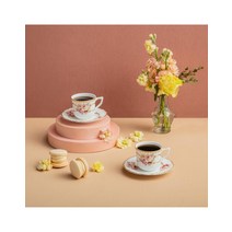 플라모르 로즈 클라라 에스프레소 잔 + 받침 세트, 혼합색상, 2세트