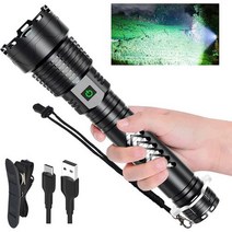 Rechargeable Flashlights 200000 High Lumens XH-P160 Super Bright LED Powerful Handheld Flashlight, Black