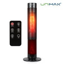 유니맥스 벽난로형 PTC 스탠드 전기히터 리모컨 전자식 온풍기 UMP-900FDB