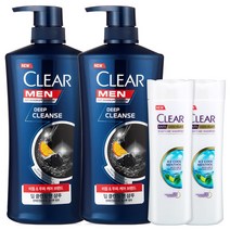클리어 맨 딥 클린 샴푸 650ml 2개+70ml 2개, 딥 클린 샴푸 2개