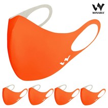 5매 / 3매 윈어블 스포츠 구리 패션 방수 새부리형 빨아쓰는 마스크 재사용 항균 마스크 헬스장 헬스 운동용, 오렌지(구리사) 5매