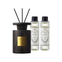 [센티멘탈] 우드 디퓨저 300ml 공병(150ml 리필x2), 향선택:화이트코튼 / 병선택:블랙
